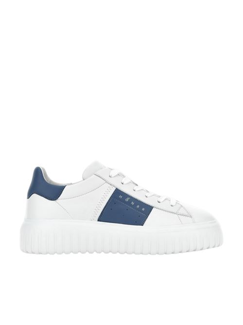 sneakers uomo pelle bianca/indaco HOGAN | HXM6450FO70LE9140A